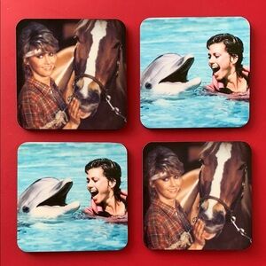 4 pcs Olivia Newton-John Drink Coasters